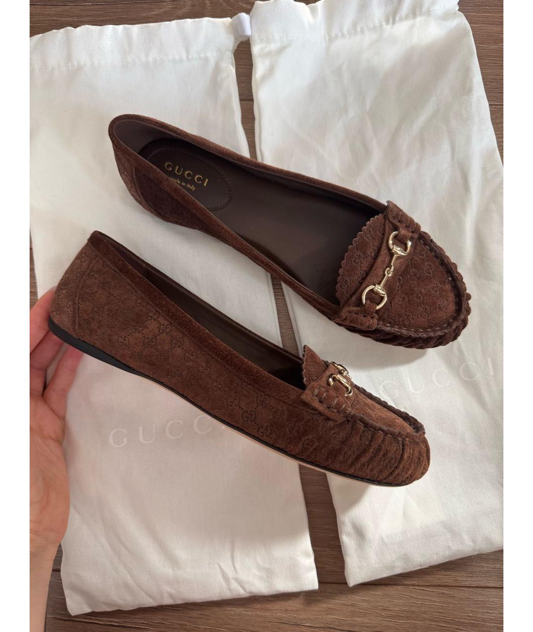 GUCCI Коричневые замшевые лоферы, фото 6