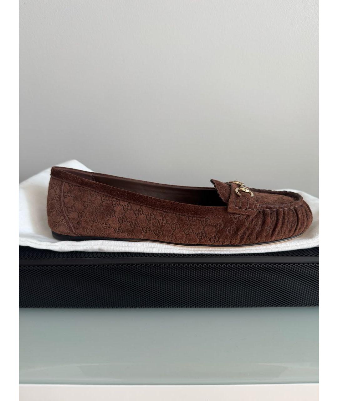 GUCCI Коричневые замшевые лоферы, фото 8