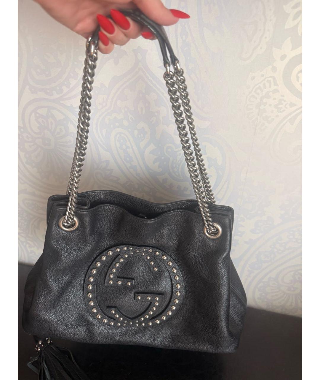 GUCCI Черная кожаная сумка через плечо, фото 2