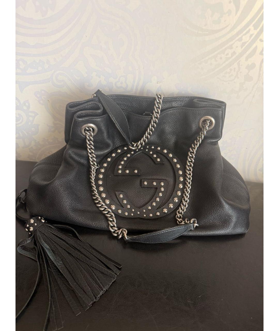 GUCCI Черная кожаная сумка через плечо, фото 3