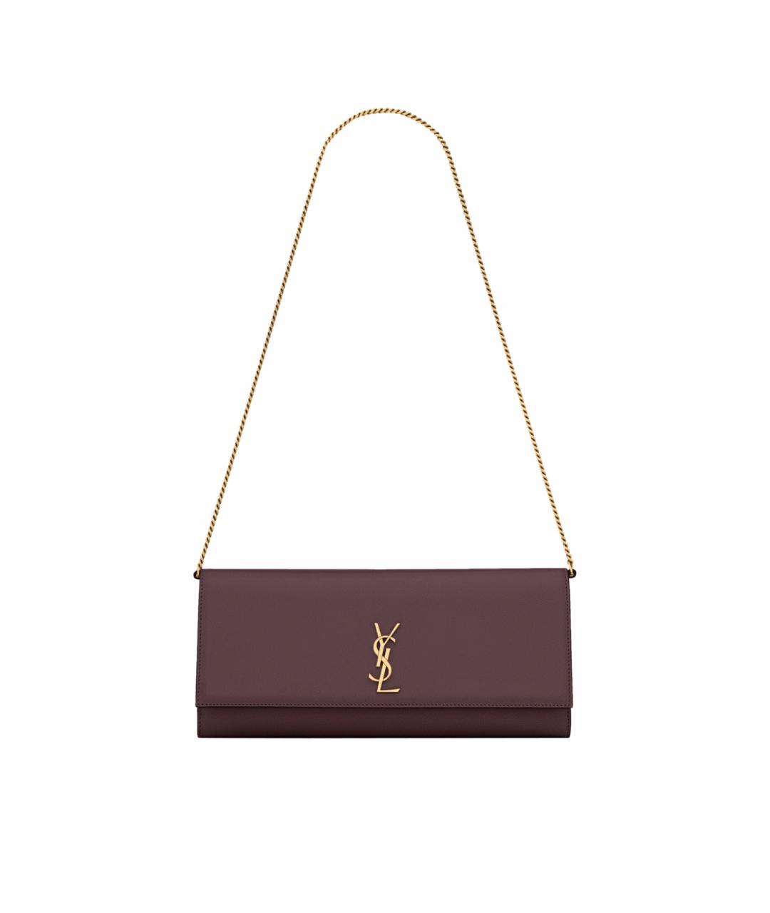 SAINT LAURENT Бордовая кожаная сумка через плечо, фото 1