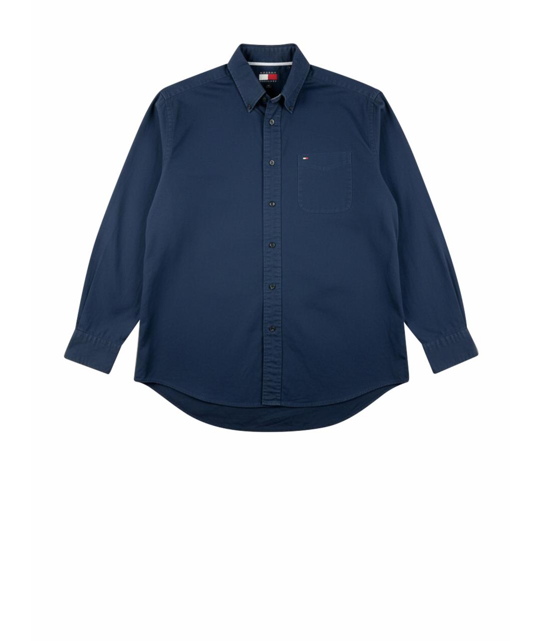 TOMMY HILFIGER Темно-синяя хлопковая классическая рубашка, фото 1