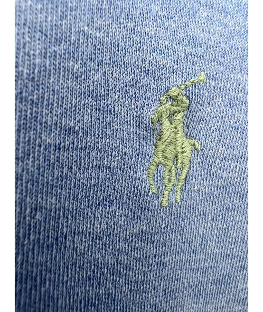 RALPH LAUREN Голубое хлопковое поло с коротким рукавом, фото 2