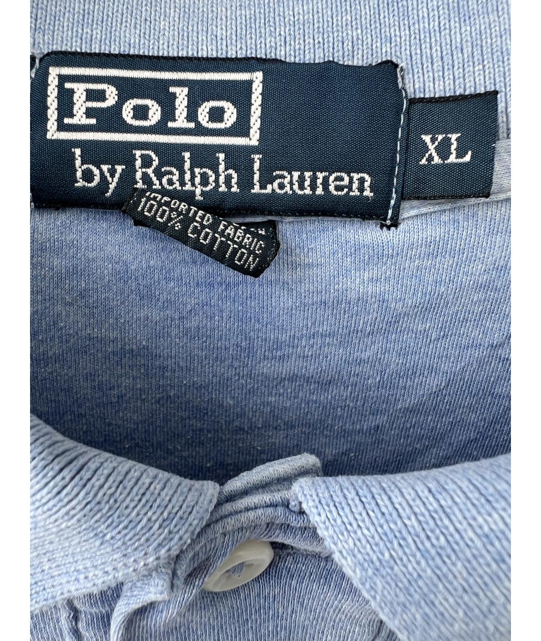 RALPH LAUREN Голубое хлопковое поло с коротким рукавом, фото 4
