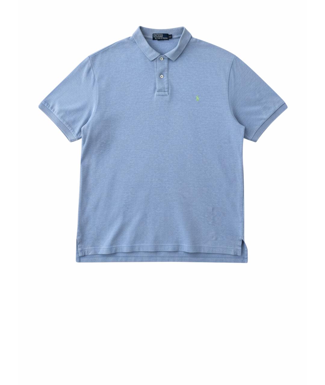 RALPH LAUREN Голубое хлопковое поло с коротким рукавом, фото 1