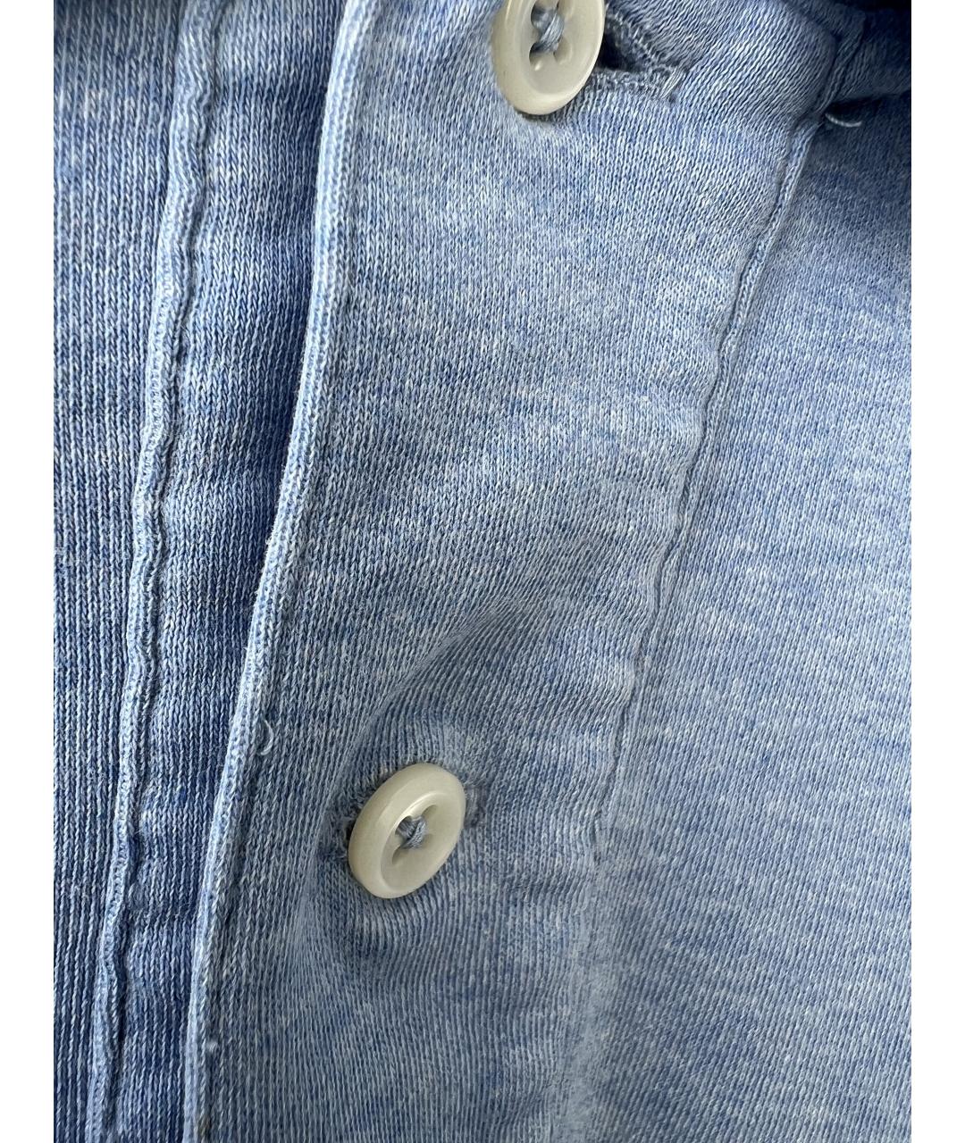 RALPH LAUREN Голубое хлопковое поло с коротким рукавом, фото 3