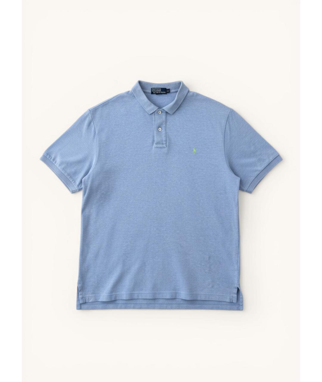 RALPH LAUREN Голубое хлопковое поло с коротким рукавом, фото 6