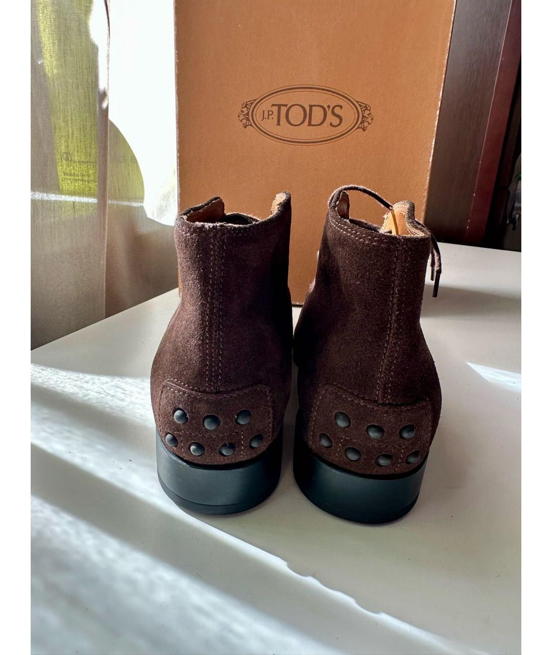 TOD'S Коричневые замшевые ботинки, фото 4