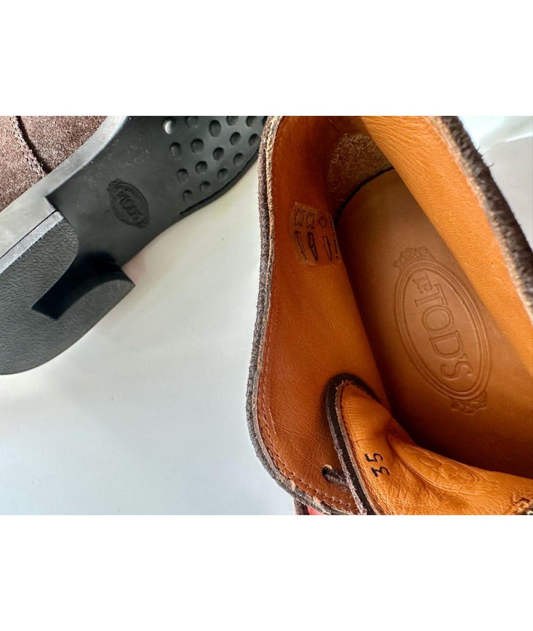 TOD'S Коричневые замшевые ботинки, фото 7