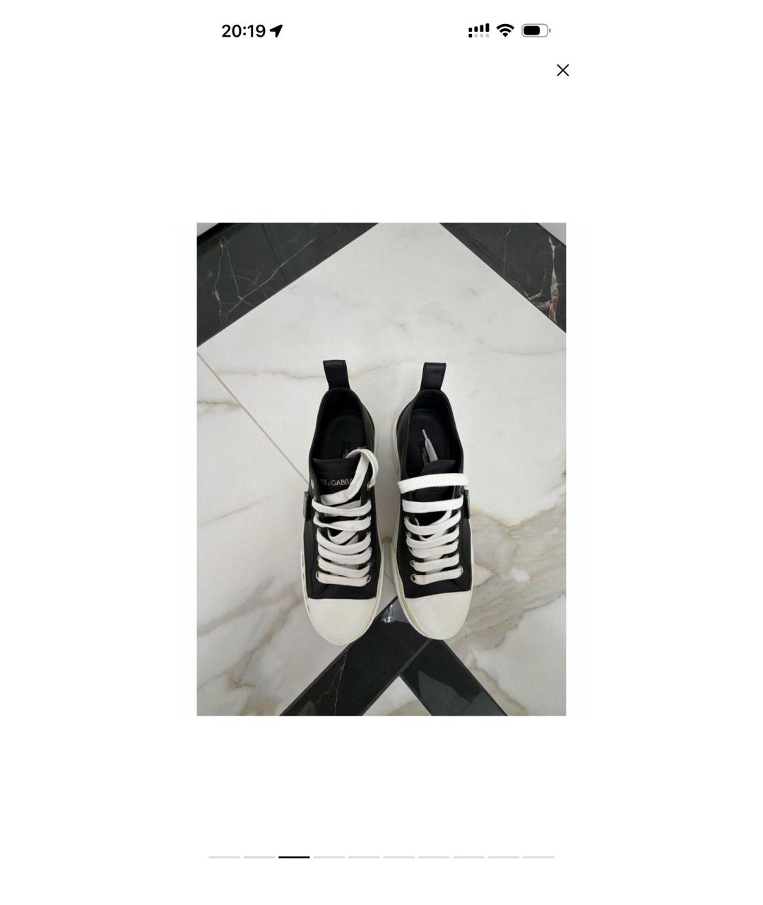 DOLCE&GABBANA Черные кожаные кеды, фото 3