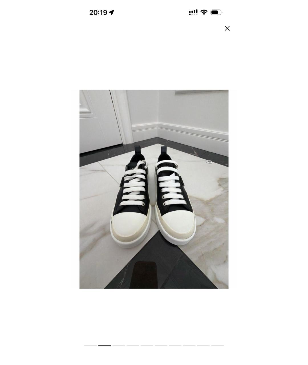 DOLCE&GABBANA Черные кожаные кеды, фото 2