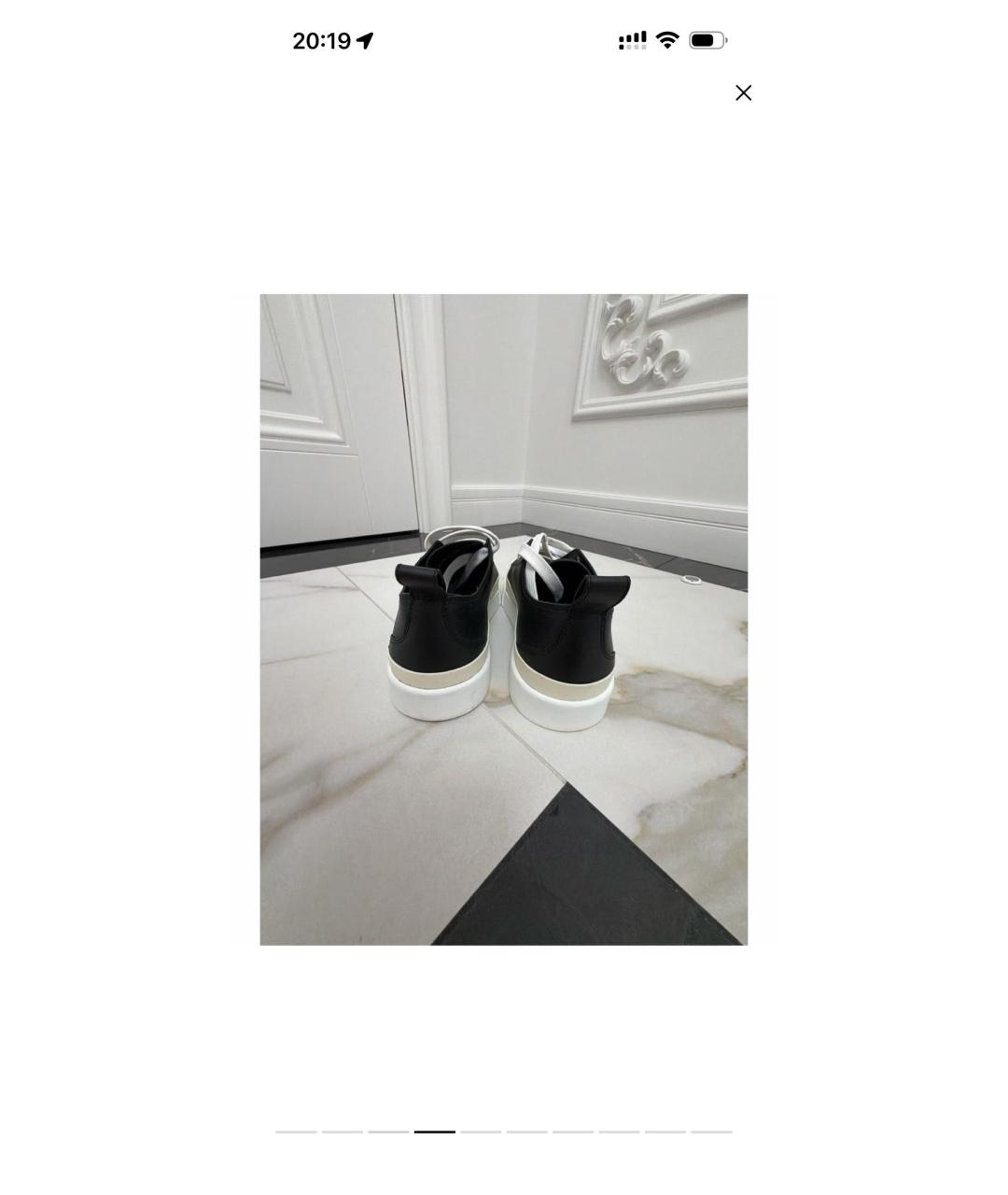 DOLCE&GABBANA Черные кожаные кеды, фото 4