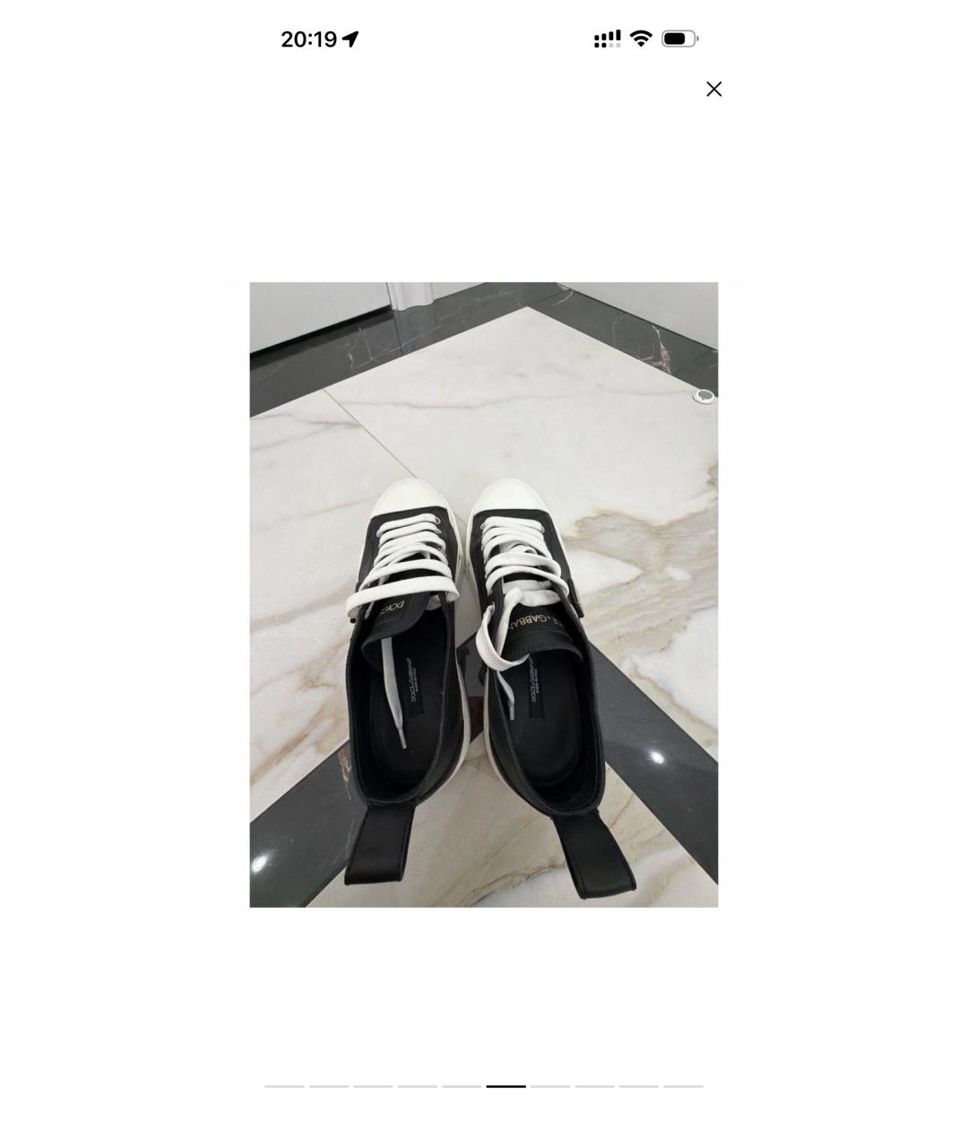 DOLCE&GABBANA Черные кожаные кеды, фото 6