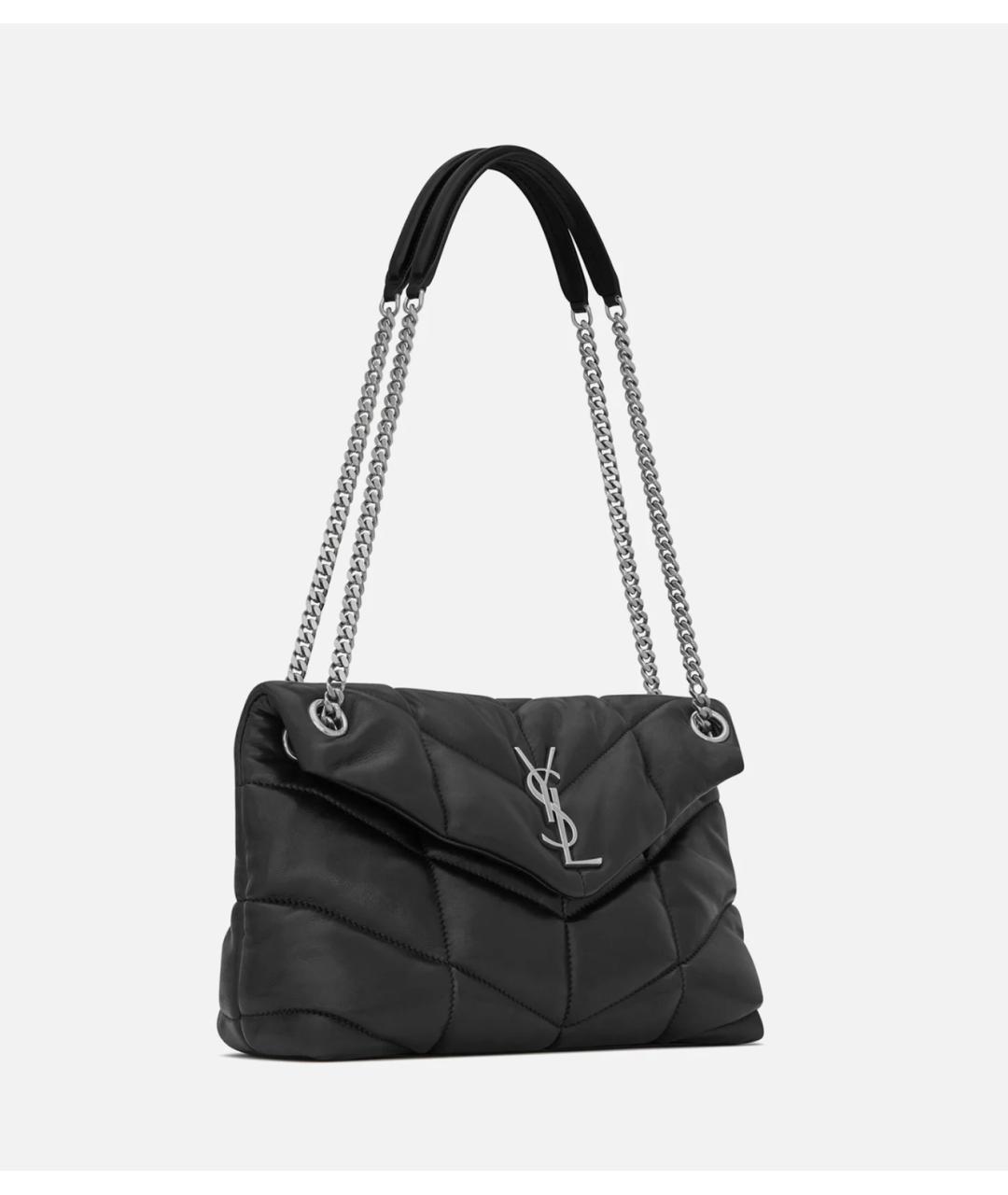 SAINT LAURENT Черная кожаная сумка с короткими ручками, фото 3