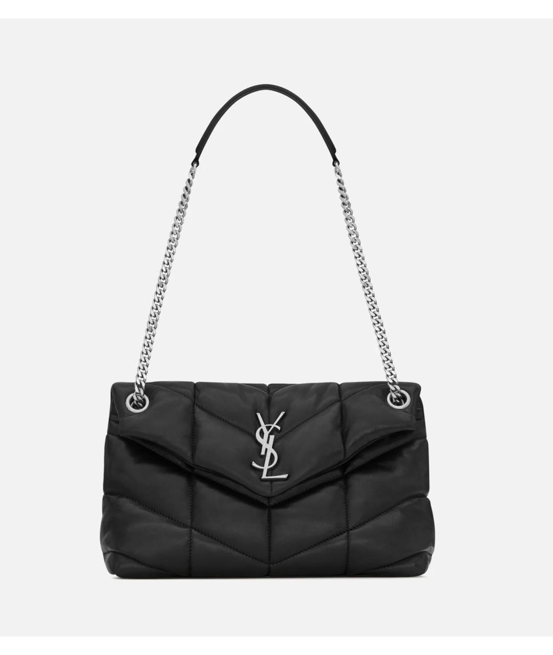 SAINT LAURENT Черная кожаная сумка с короткими ручками, фото 4