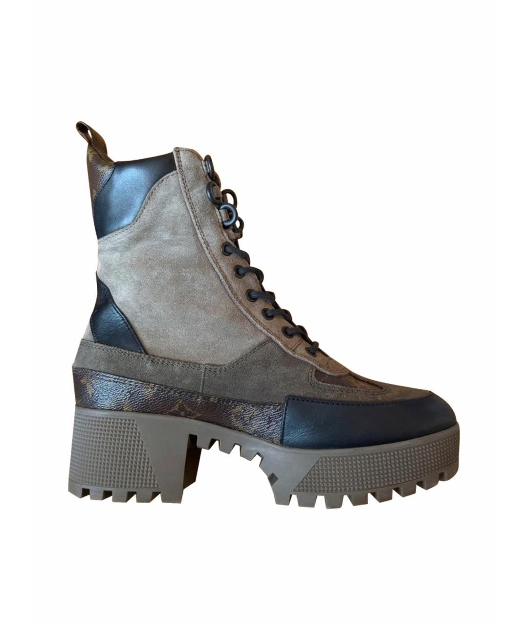 LOUIS VUITTON Бежевые замшевые ботинки, фото 1