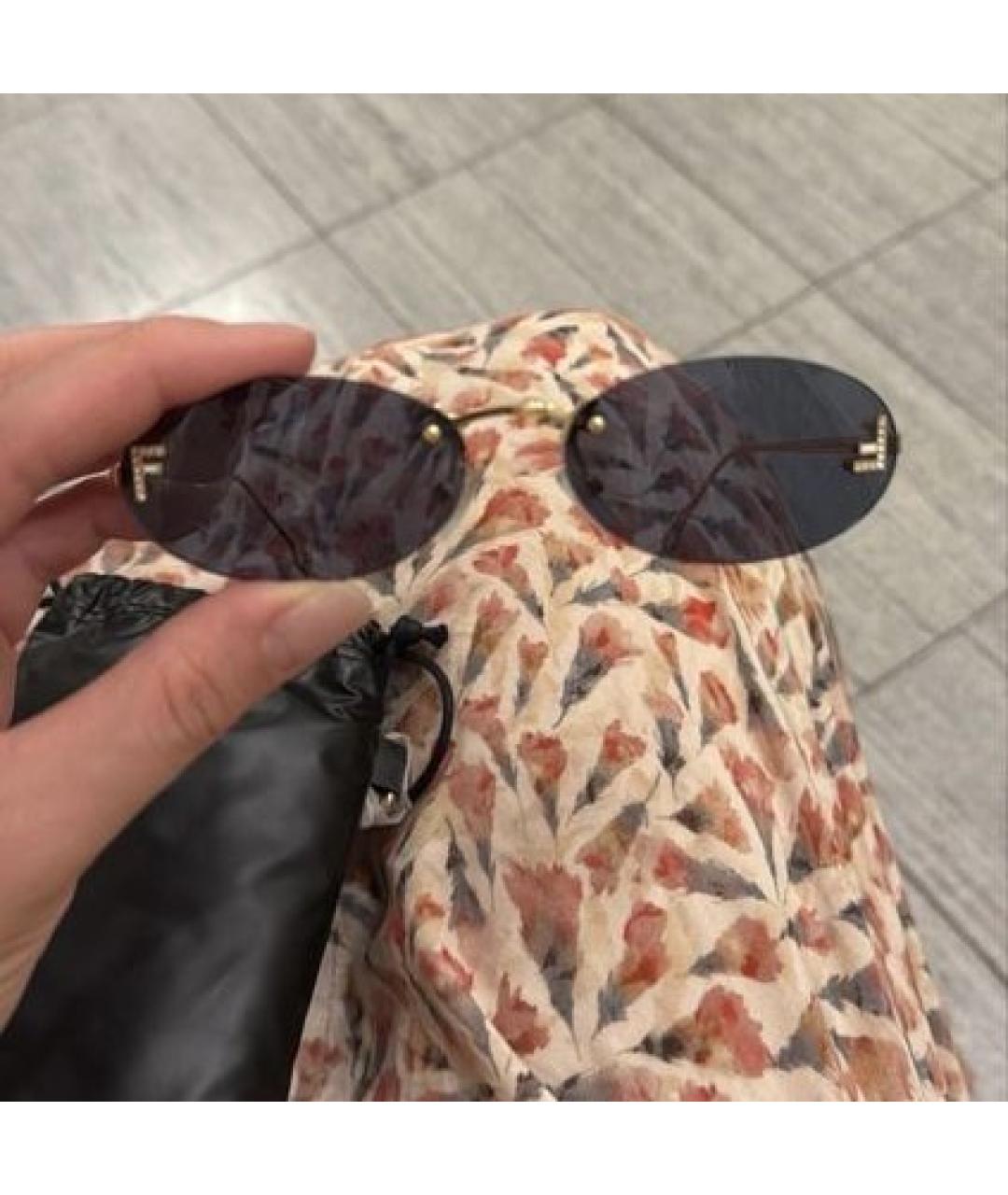 FENDI Золотые металлические солнцезащитные очки, фото 7