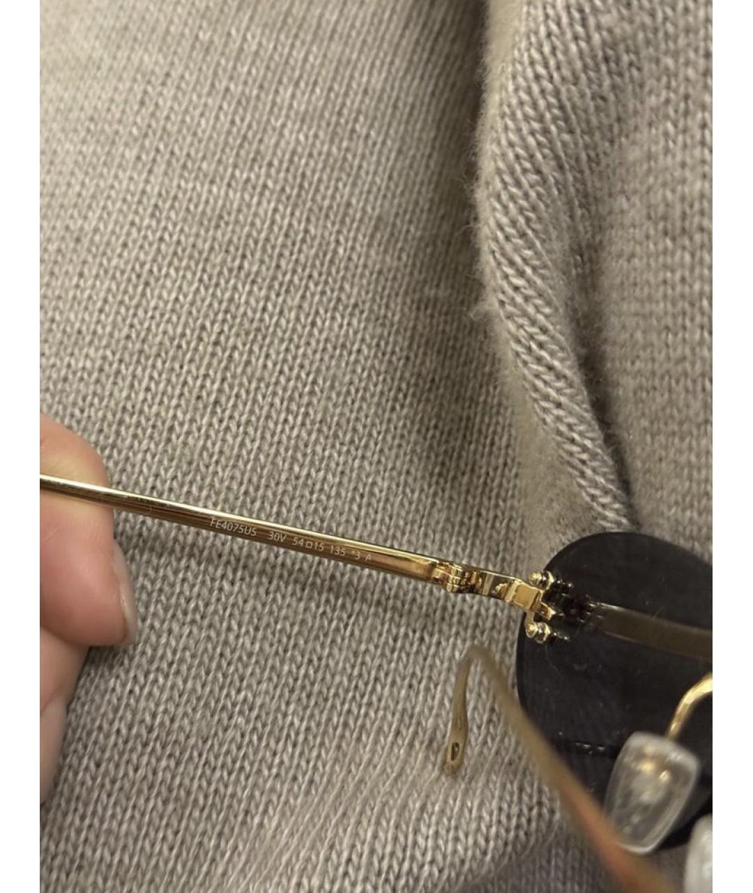 FENDI Золотые металлические солнцезащитные очки, фото 2