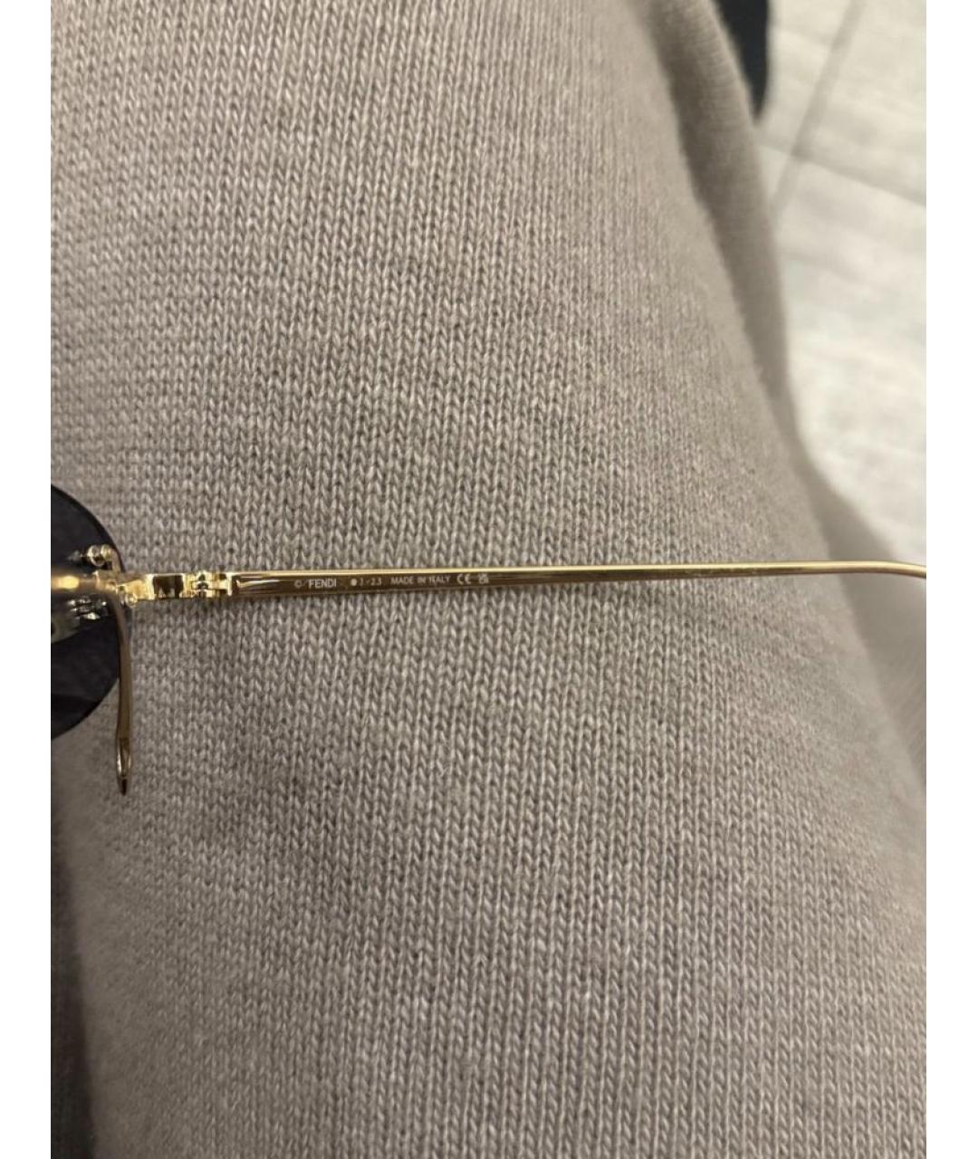 FENDI Золотые металлические солнцезащитные очки, фото 6