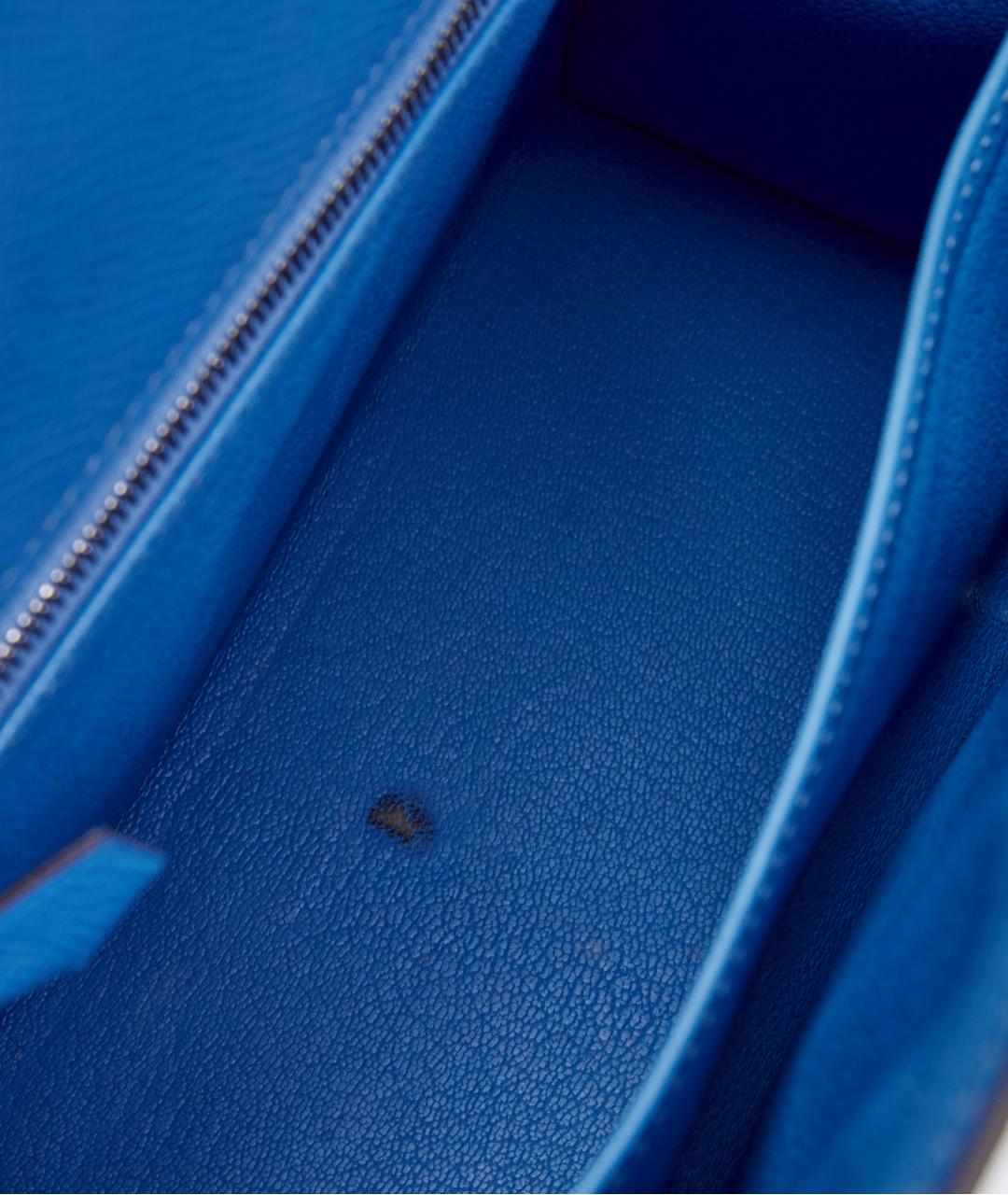 HERMES Голубая кожаная сумка с короткими ручками, фото 6