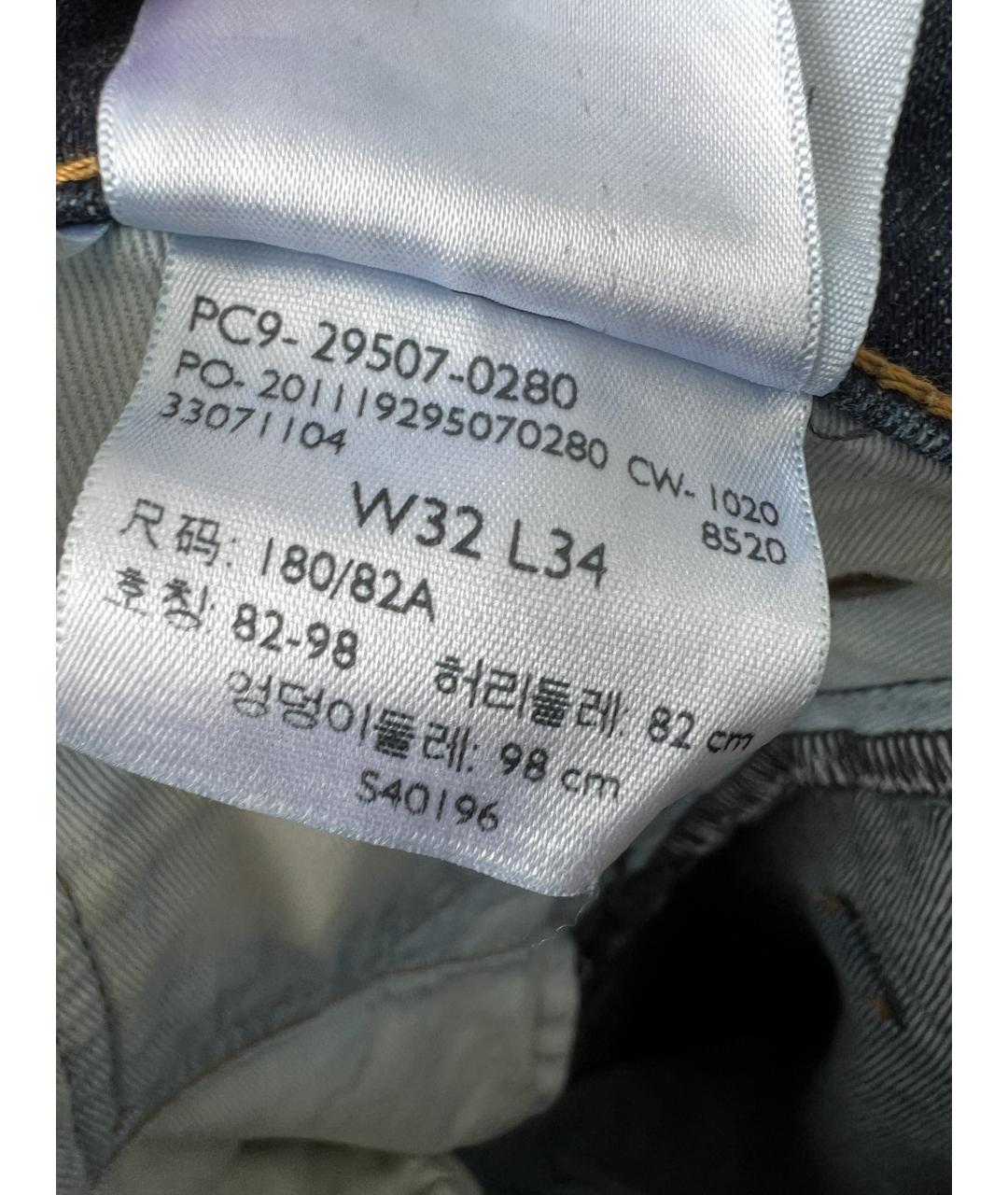 LEVI'S Темно-синие хлопковые прямые джинсы, фото 6