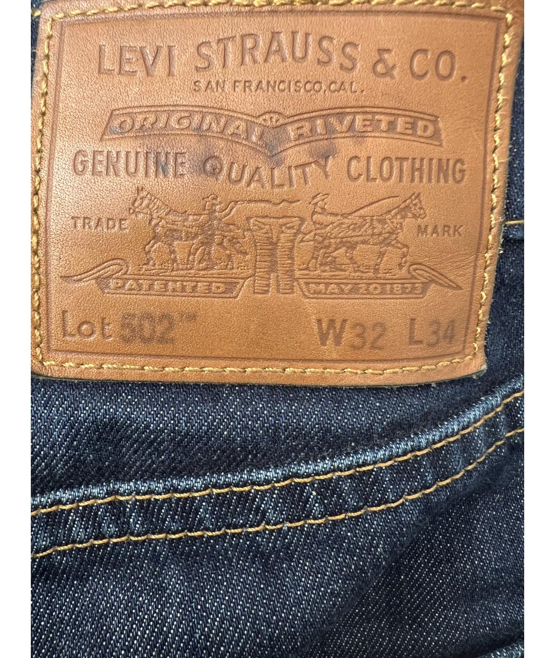 LEVI'S Темно-синие хлопковые прямые джинсы, фото 4