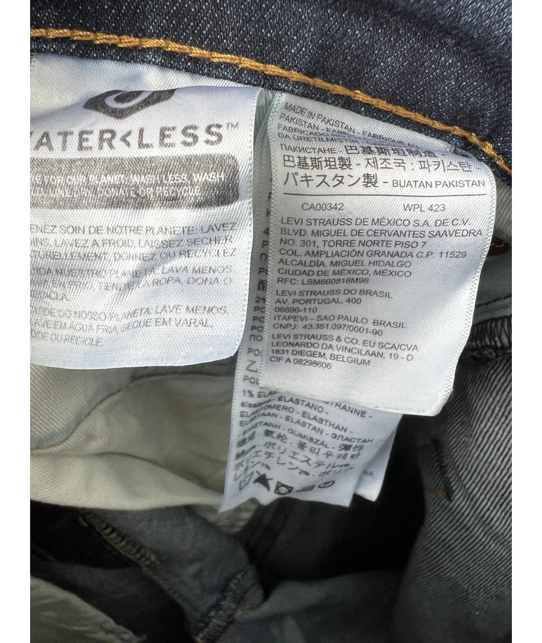 LEVI'S Темно-синие хлопковые прямые джинсы, фото 5