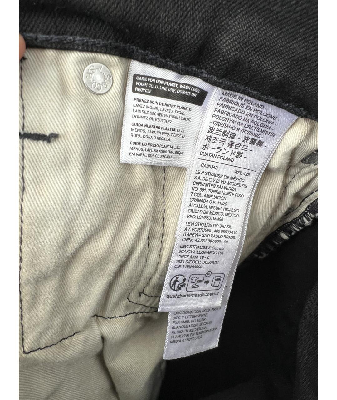 LEVI'S Черные хлопковые прямые джинсы, фото 6