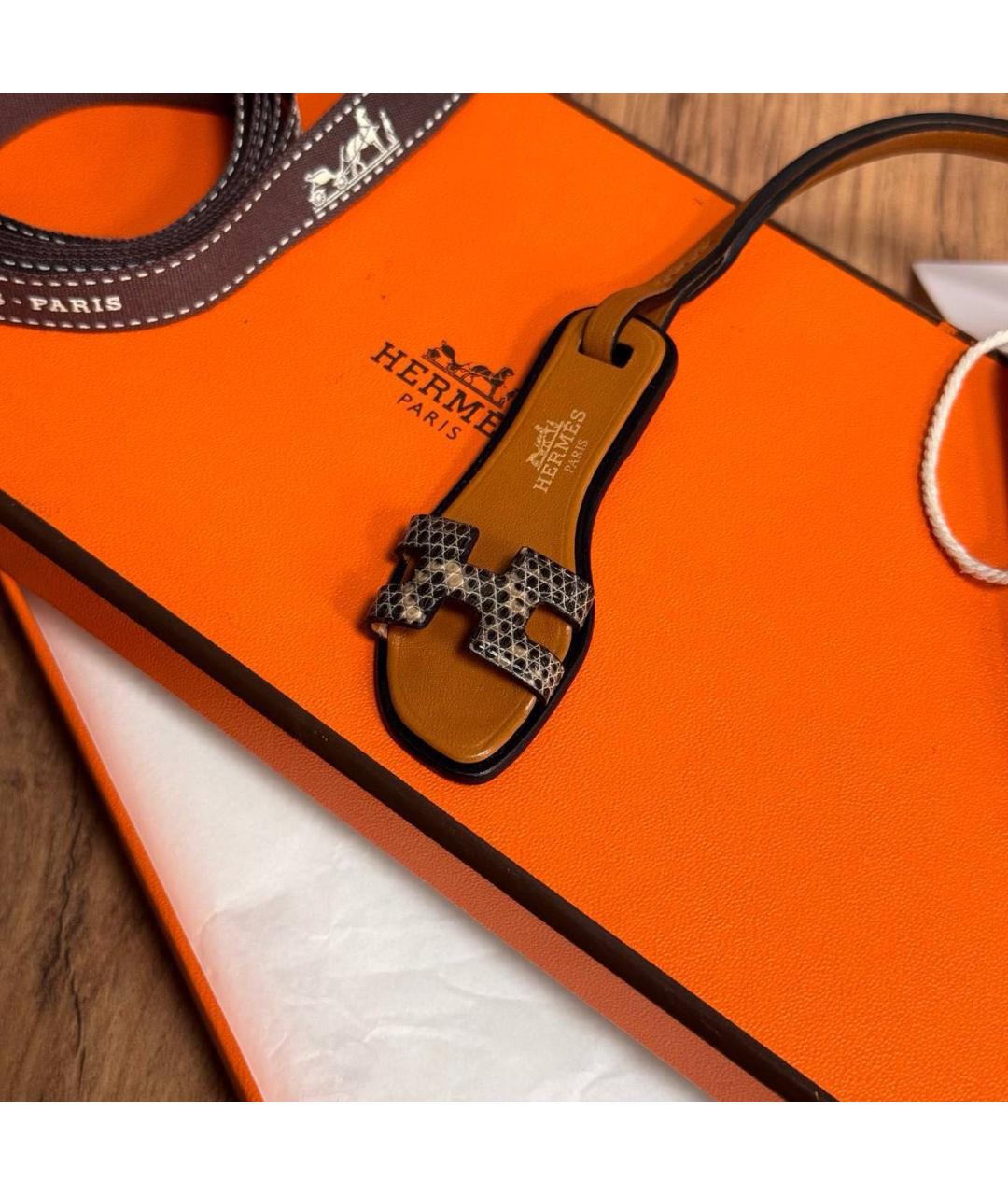 HERMES Оранжевый брелок, фото 3