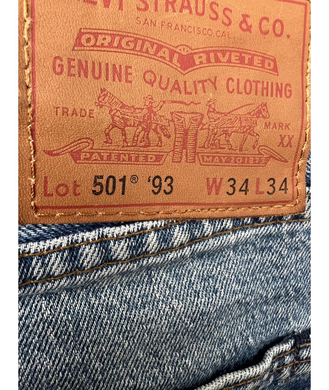 LEVI'S Голубые хлопковые прямые джинсы, фото 6