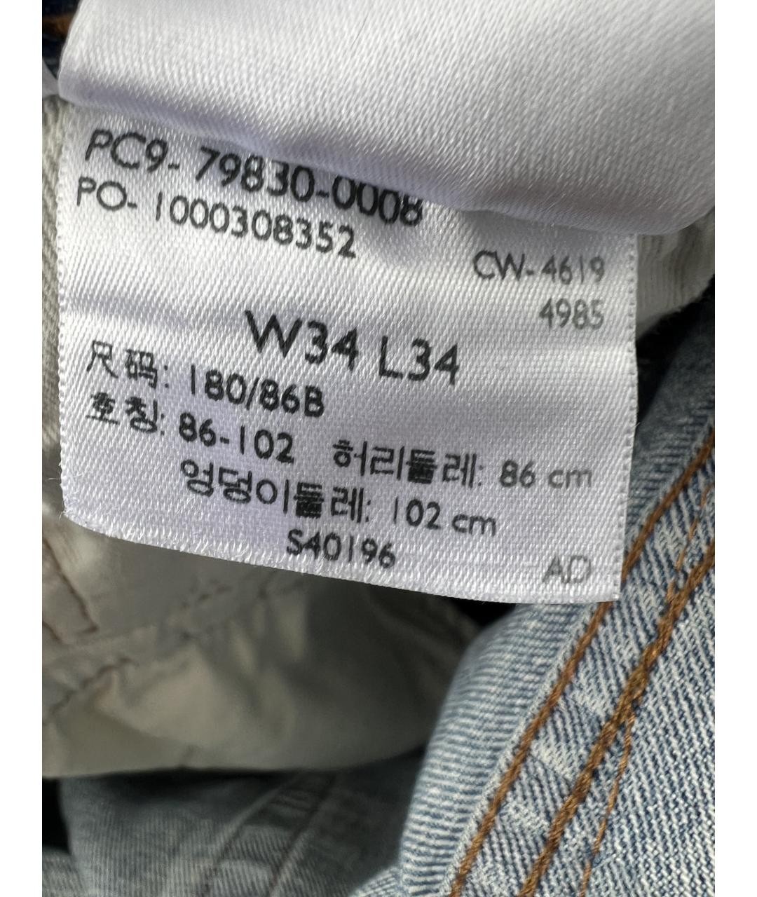 LEVI'S Голубые хлопковые прямые джинсы, фото 9