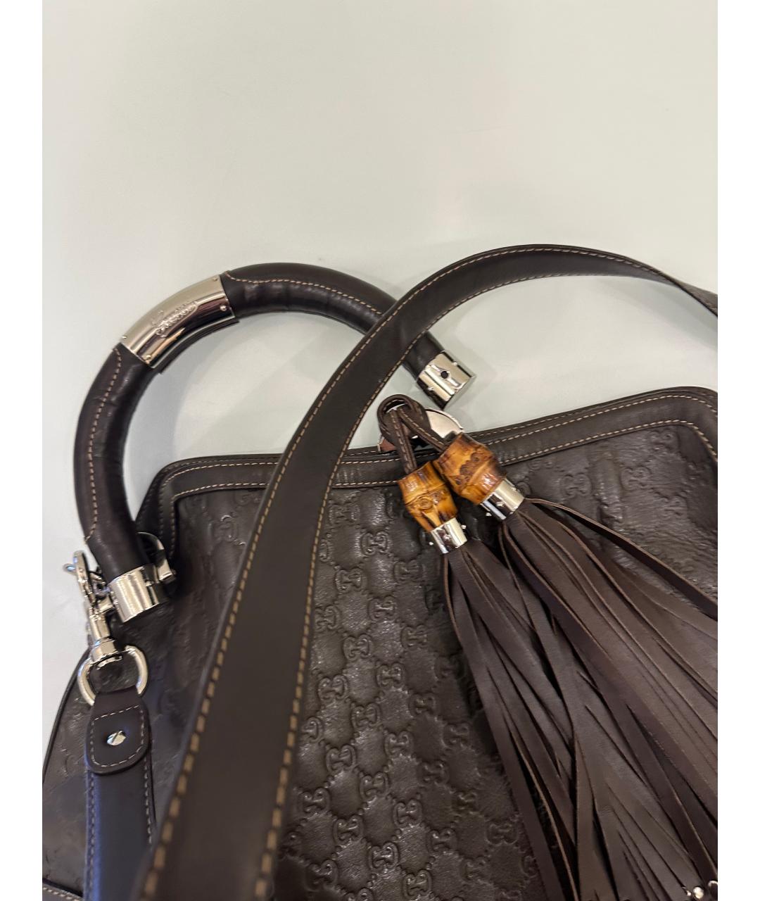 GUCCI Коричневая кожаная сумка через плечо, фото 5