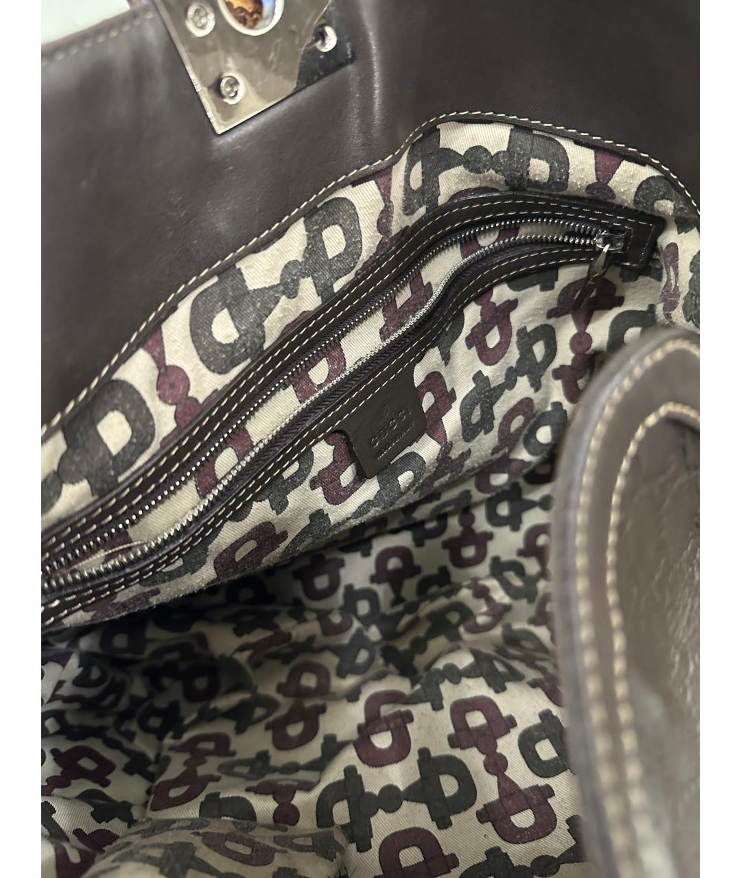 GUCCI Коричневая кожаная сумка через плечо, фото 6