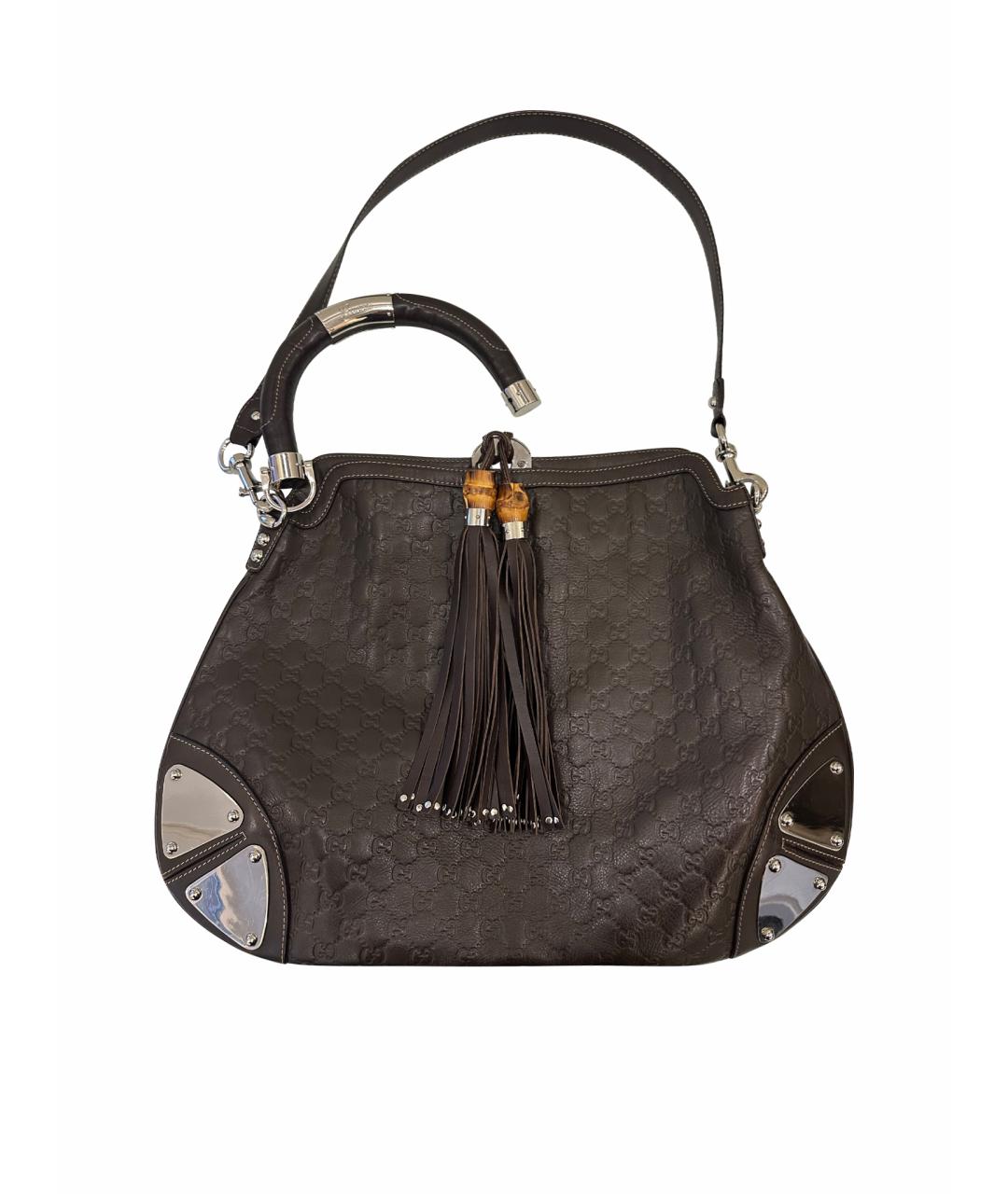 GUCCI Коричневая кожаная сумка через плечо, фото 1