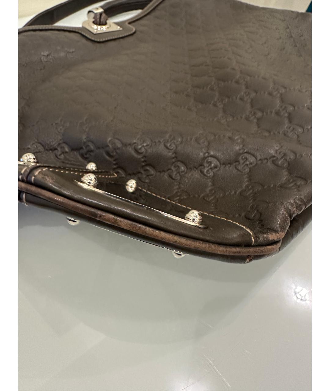 GUCCI Коричневая кожаная сумка через плечо, фото 2
