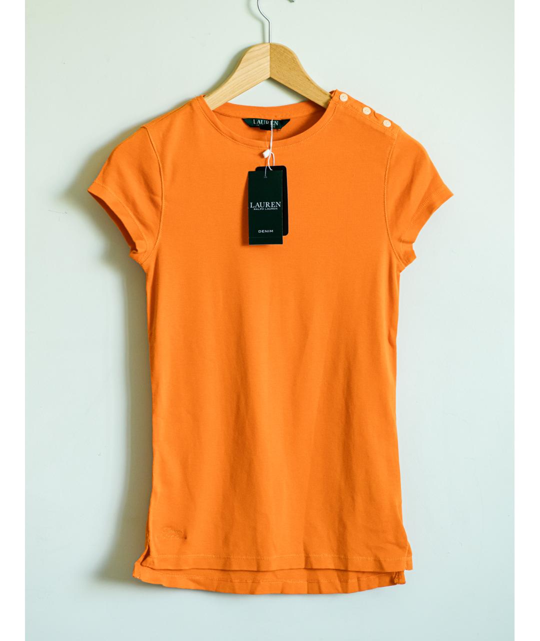 RALPH LAUREN Оранжевая хлопковая футболка, фото 9