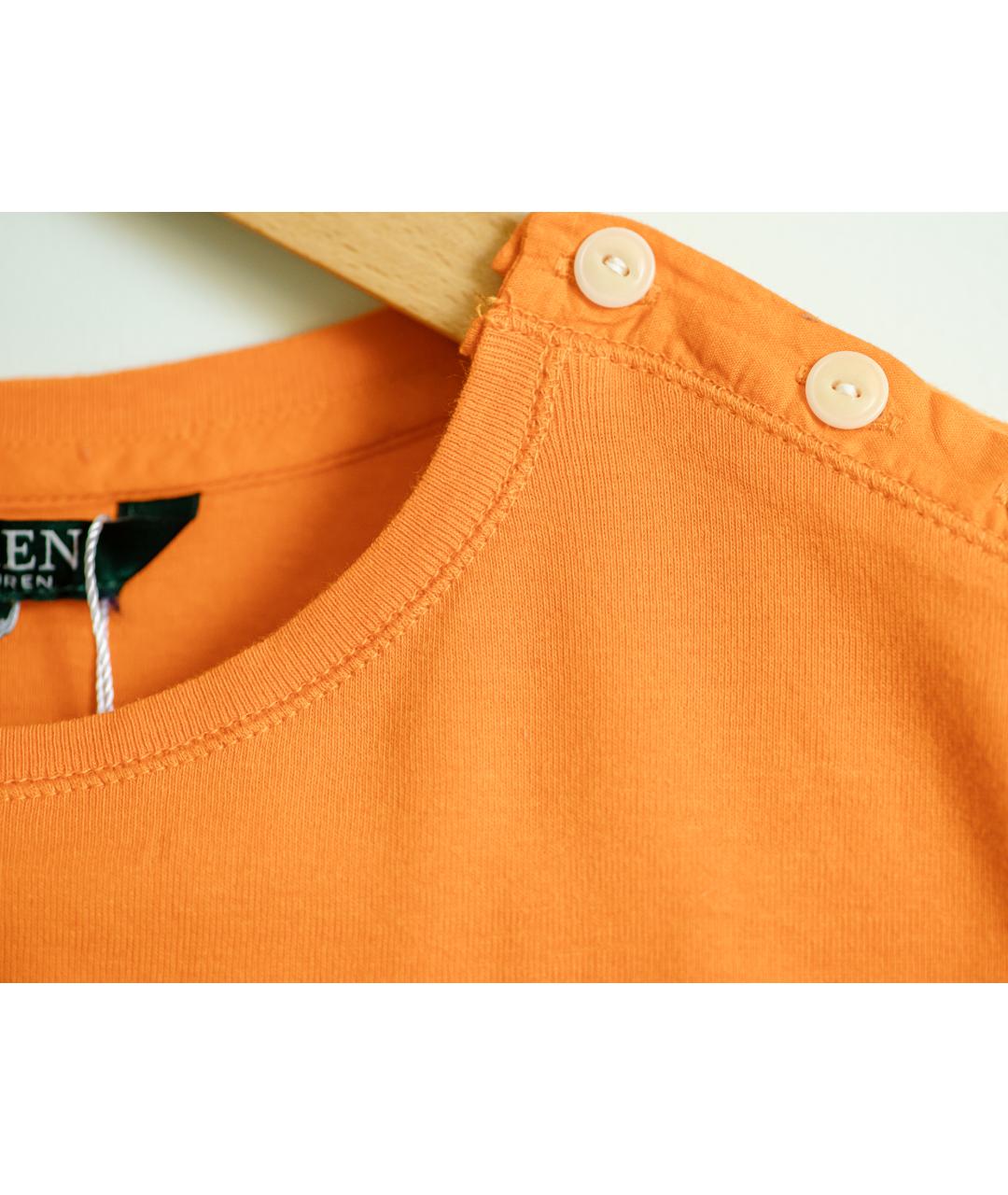 RALPH LAUREN Оранжевая хлопковая футболка, фото 6