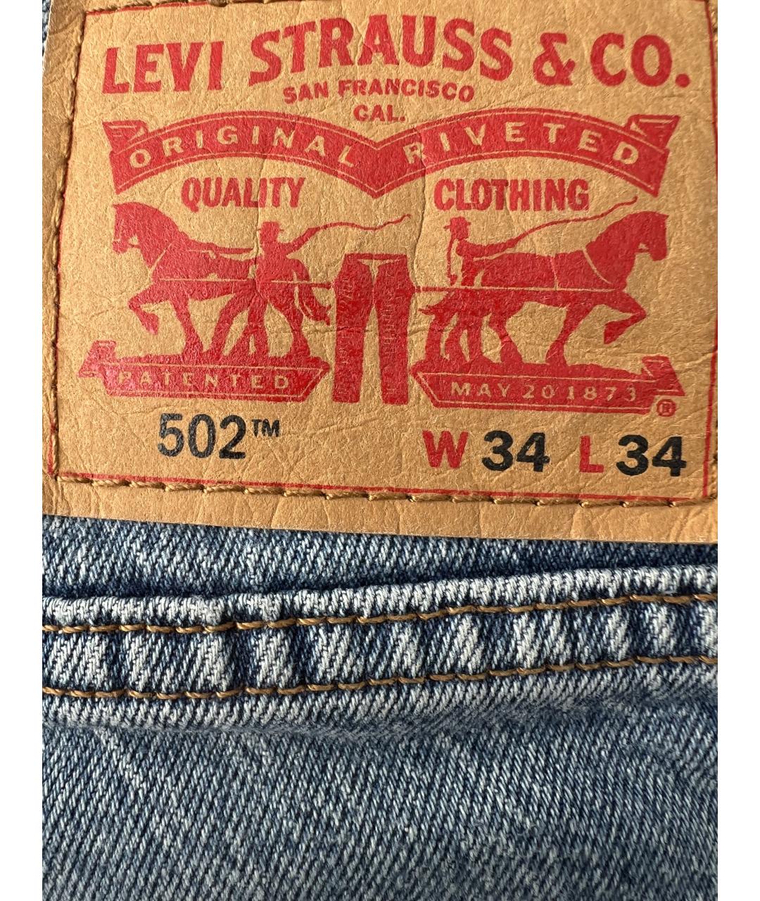 LEVI'S Голубые хлопковые прямые джинсы, фото 5