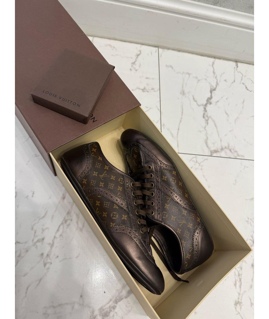 LOUIS VUITTON Коричневые кожаные кеды, фото 6