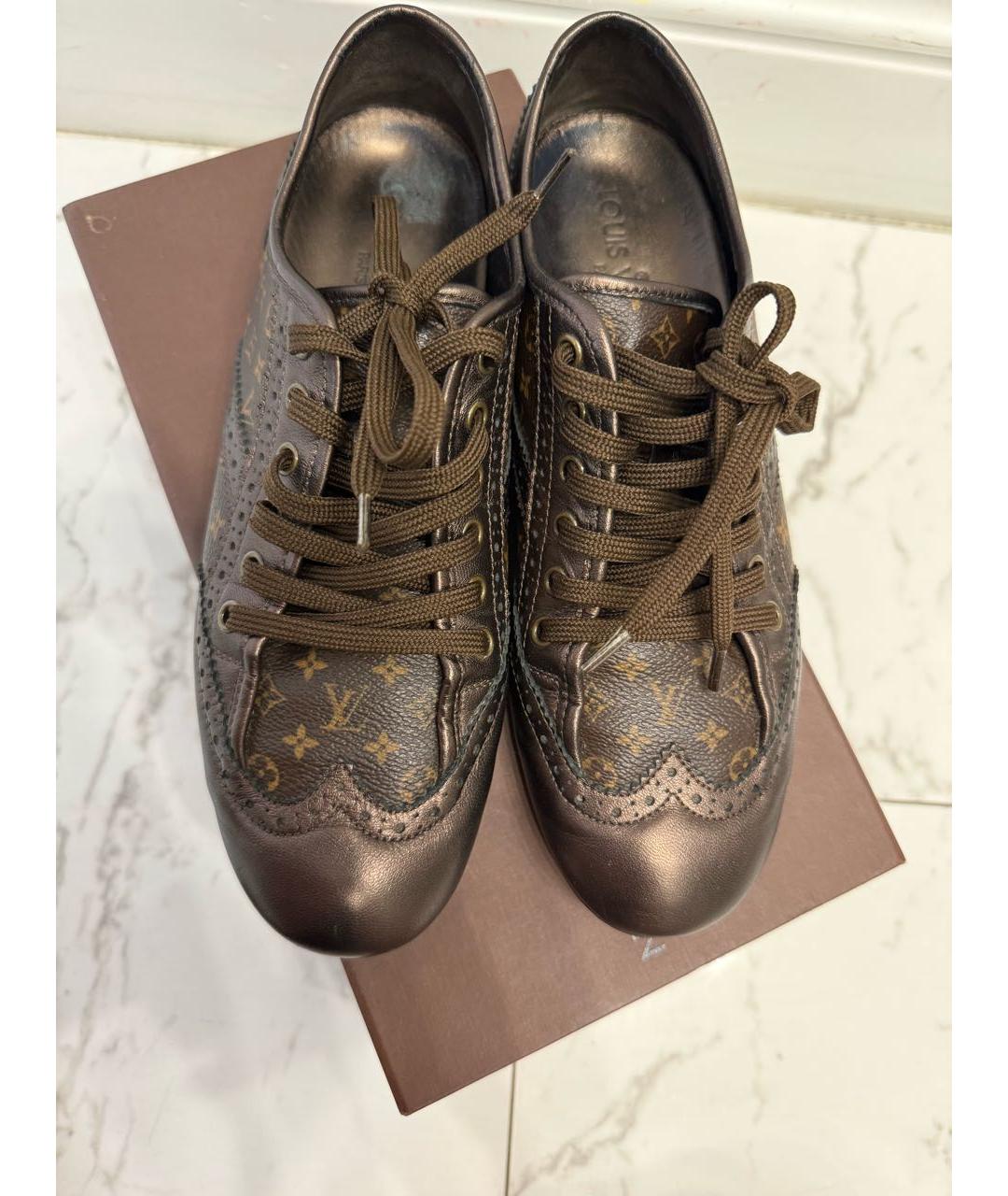 LOUIS VUITTON Коричневые кожаные кеды, фото 2