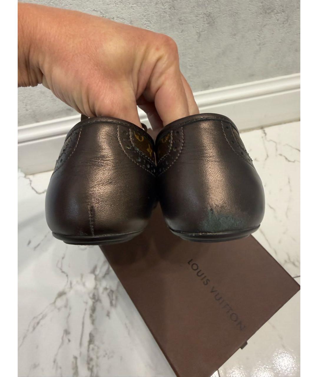 LOUIS VUITTON Коричневые кожаные кеды, фото 7