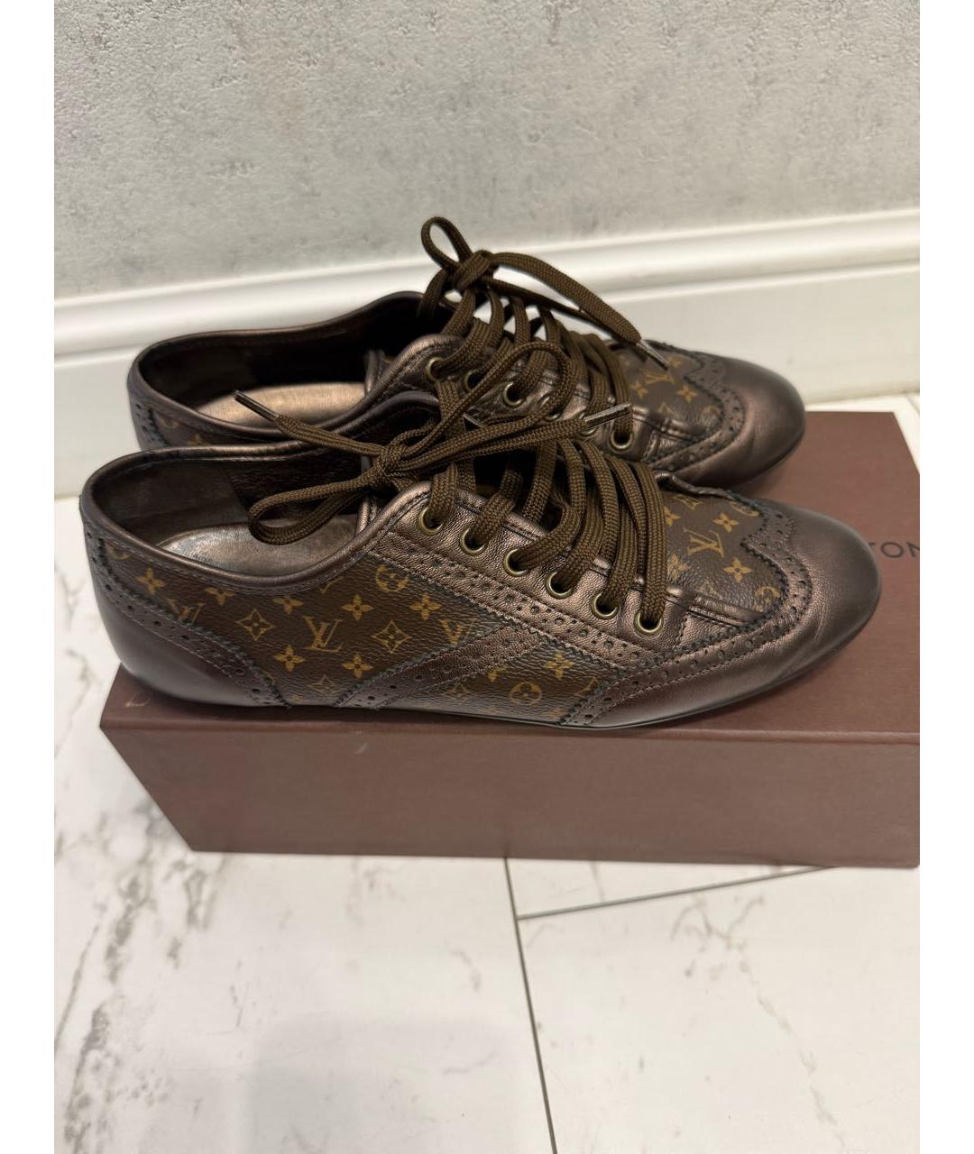 LOUIS VUITTON Коричневые кожаные кеды, фото 8