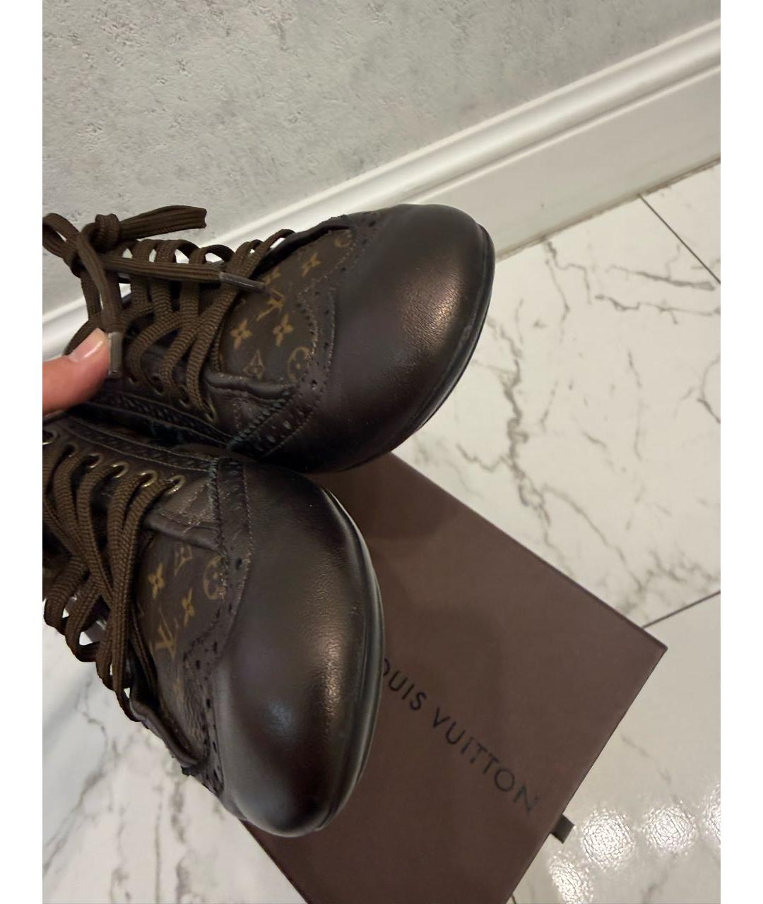 LOUIS VUITTON Коричневые кожаные кеды, фото 3