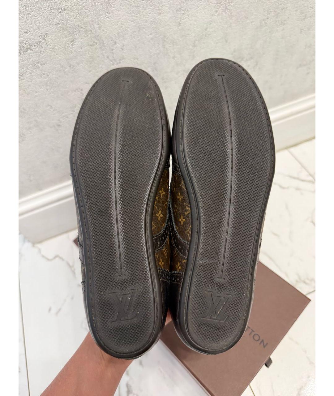LOUIS VUITTON Коричневые кожаные кеды, фото 4