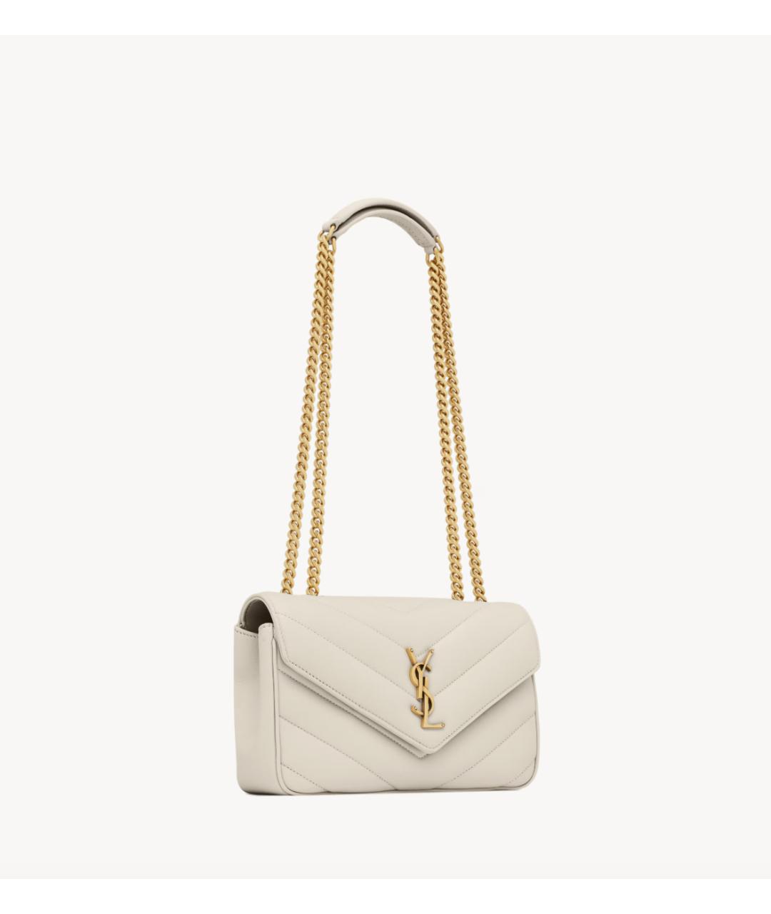 SAINT LAURENT Серая кожаная сумка с короткими ручками, фото 3