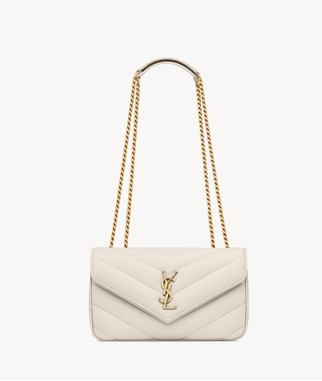 SAINT LAURENT Серая кожаная сумка с короткими ручками, фото 4