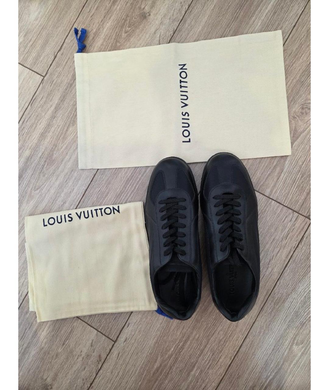 LOUIS VUITTON Черные кожаные низкие кроссовки / кеды, фото 2