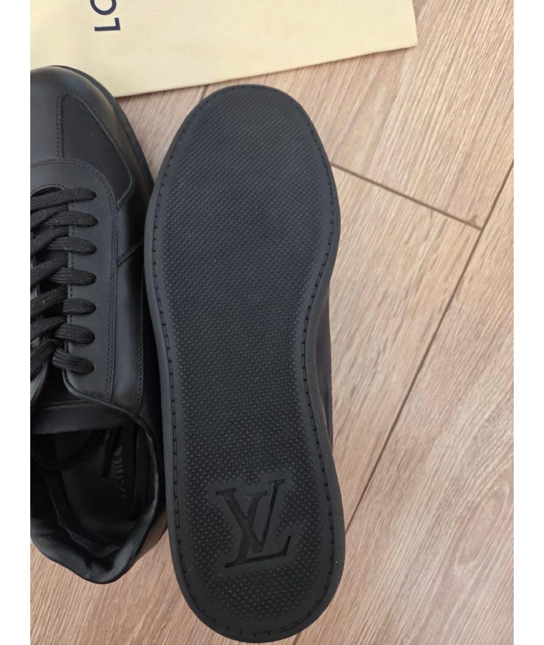 LOUIS VUITTON Черные кожаные низкие кроссовки / кеды, фото 3