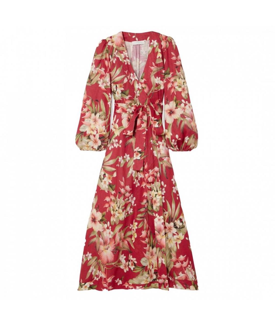ZIMMERMANN Красное льняное повседневное платье, фото 1