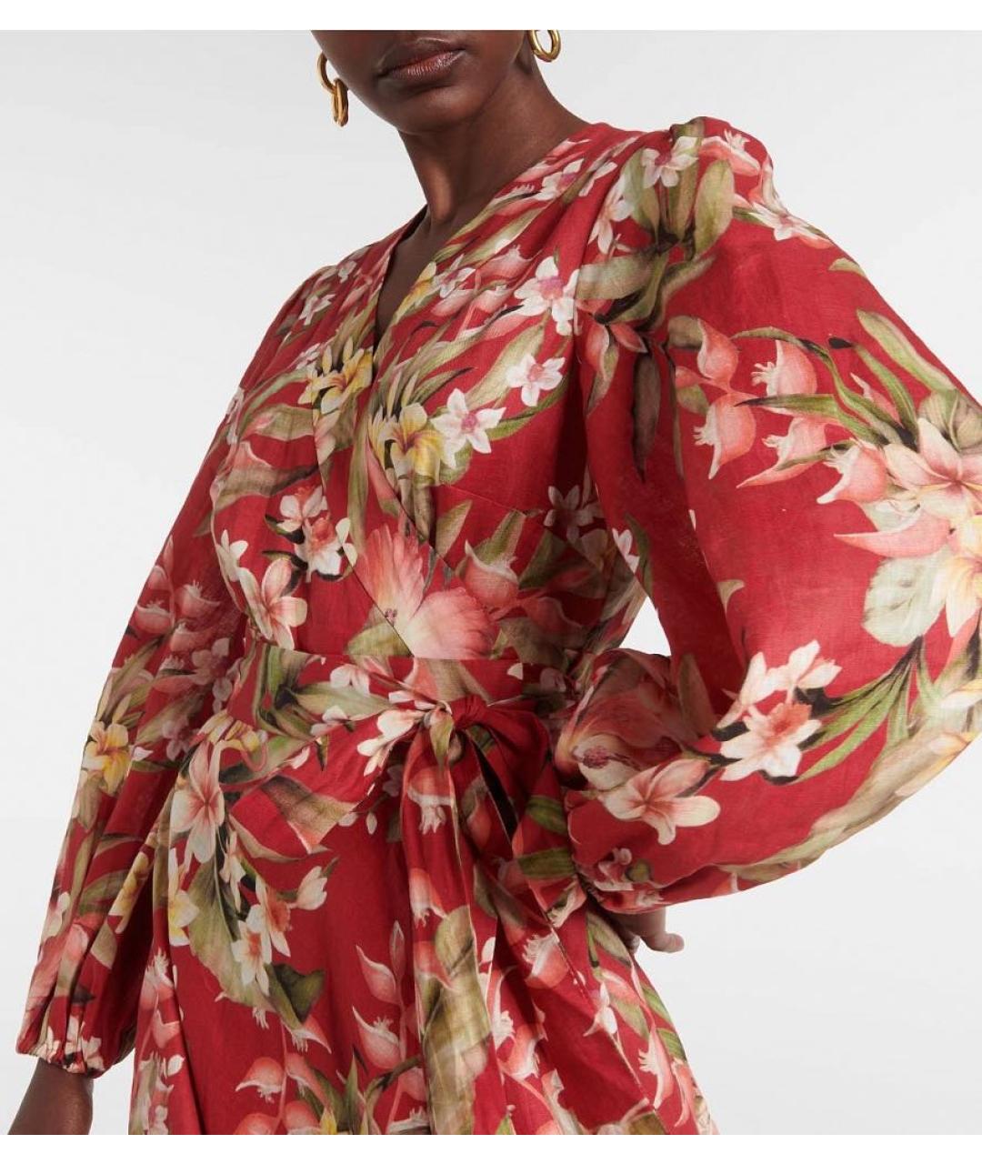 ZIMMERMANN Красное льняное повседневное платье, фото 4